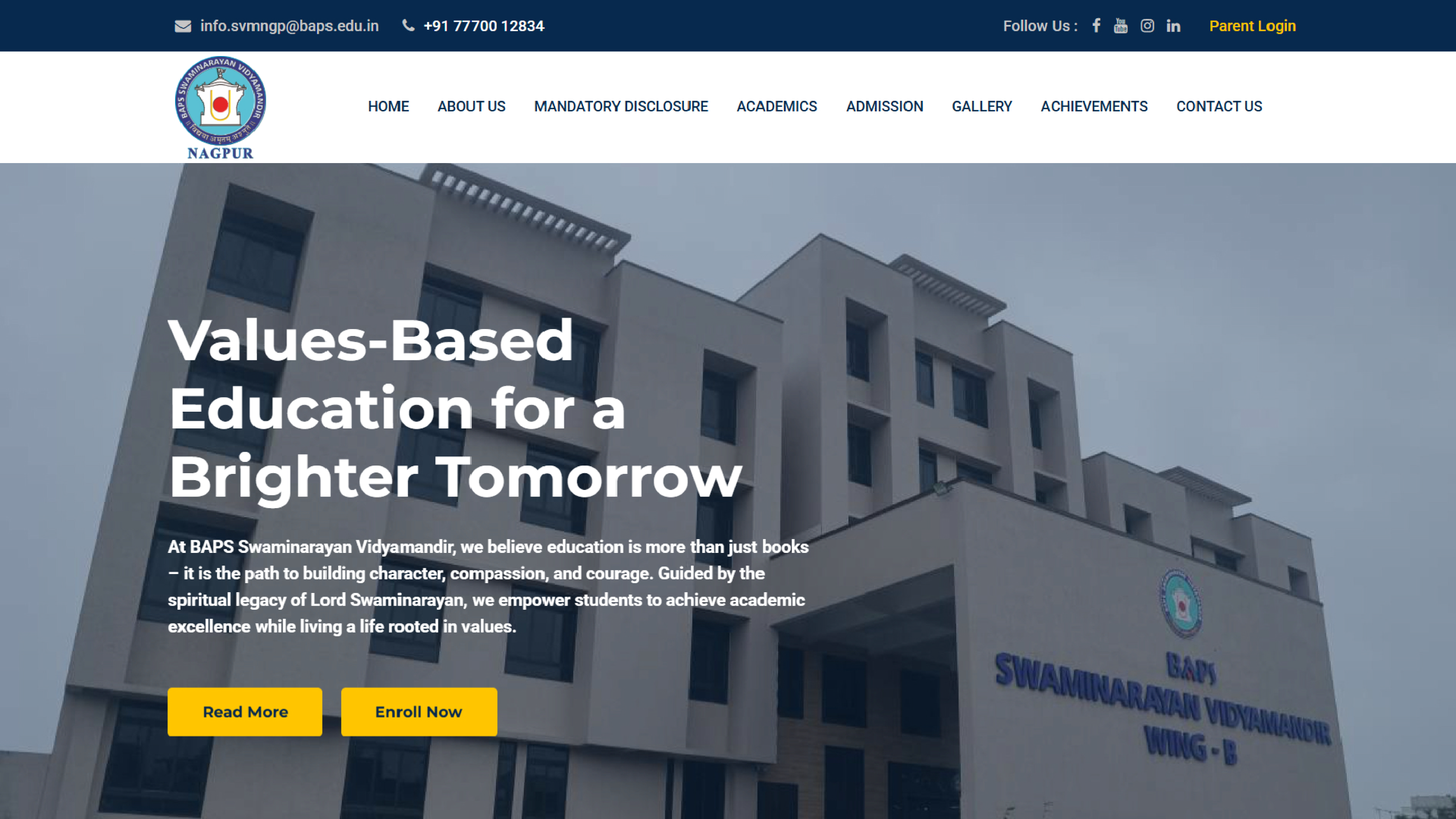 BAPS Swaminarayan Vidyamandir Website